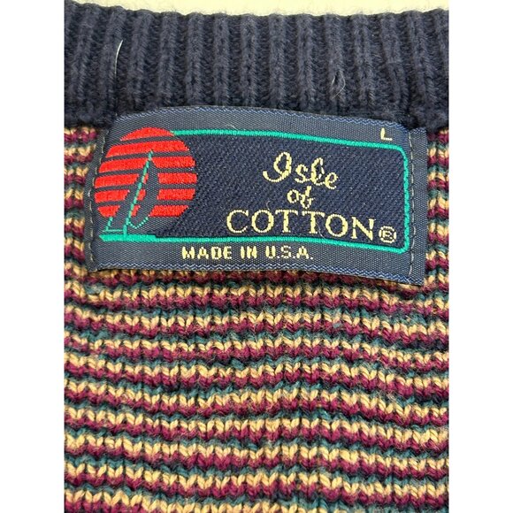 Isle Of Cotton Men’s Vintage Vest L Navy Multi Diamond Pattern Retro Golf Rugby - Picture 6 of 13